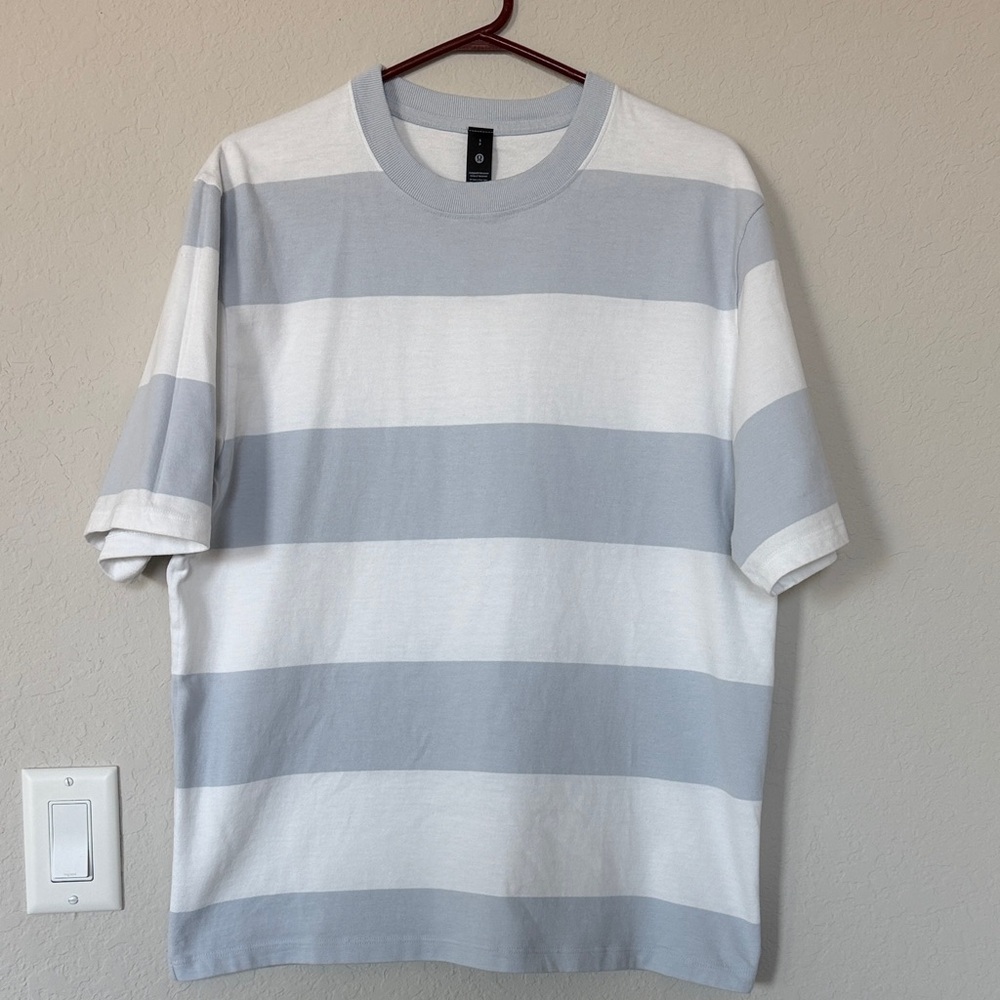 lululemon athletica Gray and White Striped Tee